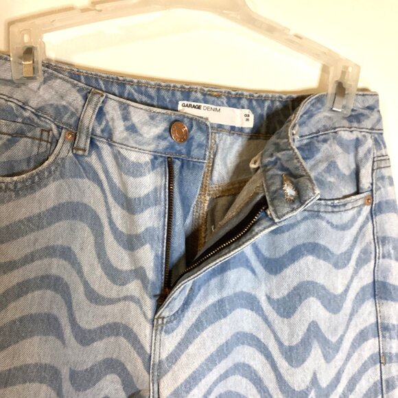 Garage Denim Jambe Women's Girl's Wide Leg Jeans Hazy Blue Raw Hem Size 3 - Picture 4 of 10